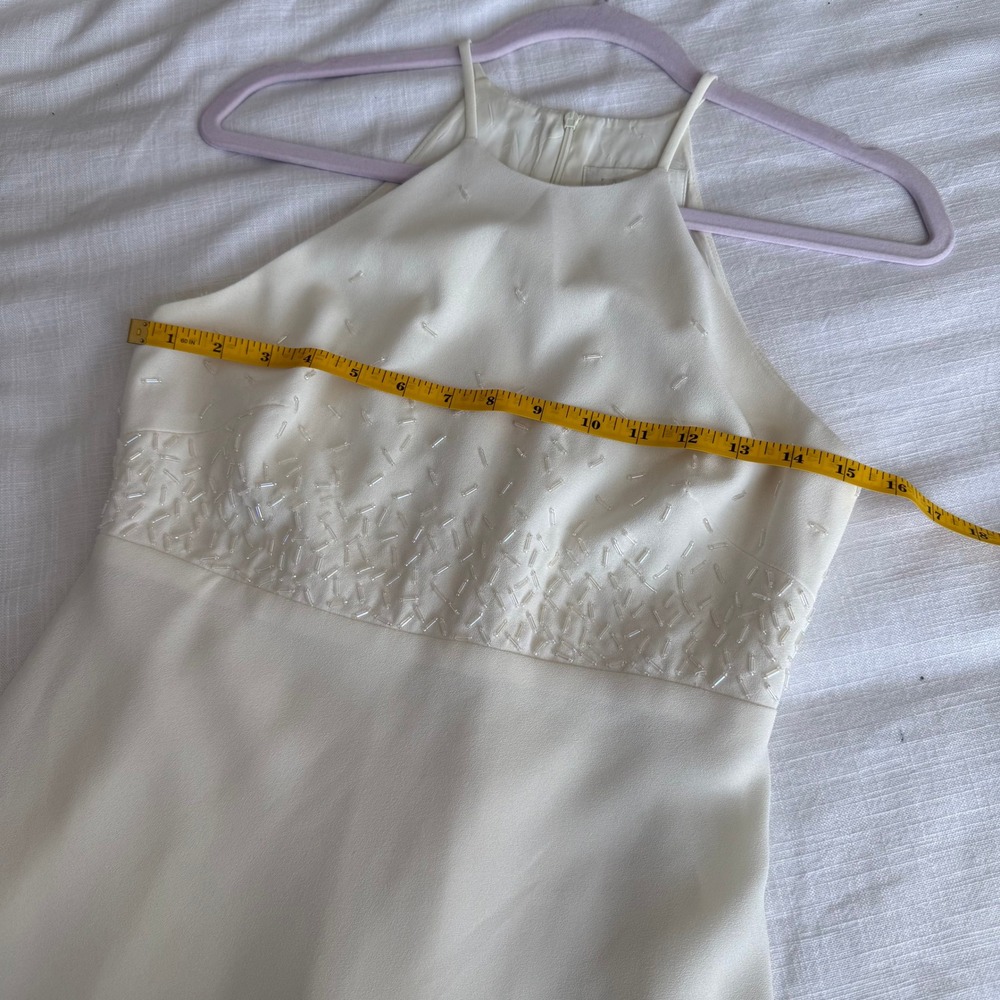 Laundry by Shelli Segal Ivory Beaded Halter Neck Mini Dress E2671 Cream 4 - Picture 6 of 7